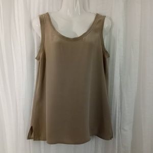 Dana B & Karen 100% Silk Tank Top Tan Beige Sleeveless Layering Shell Size Small